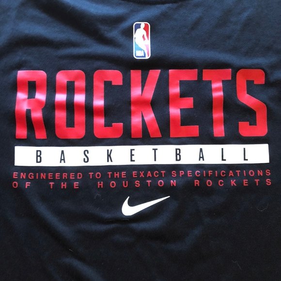 NBA Nike Mens Houston Rockets Black Red Engineered Basketball T Shirt 3XL Tall - Picture 2 of 6